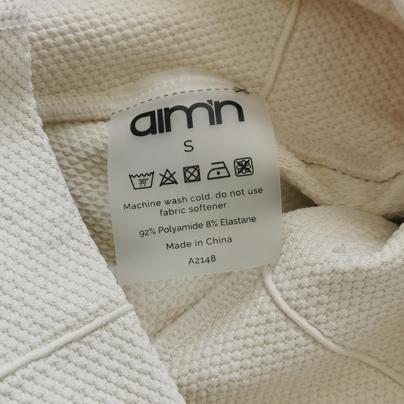 aimn set luxe seamless bra and shorts oat white color - Picture 3 of 6
